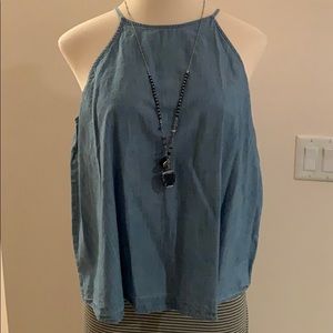 Thin strap denim tank top XL